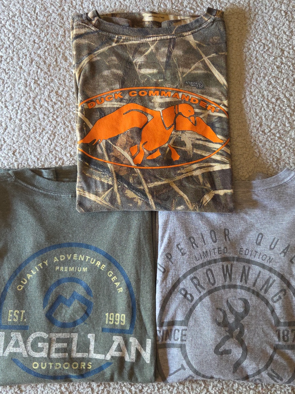 Outdoorsy Hunting/Fishing Themed Graphic Bundle of 3 Short Sleeve T-shirts